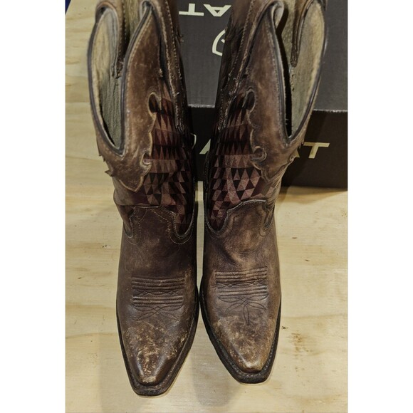Ariat Gemma SOUTHWESTERN Boots Womens 7B Brown Distressed Western Aztec Cowgirl - Picture 3 of 13
